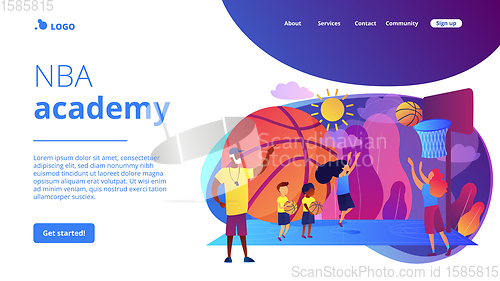 Image of Basketball camp concept landing page.