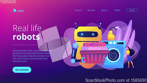 Image of Home robot technology concept landing page.