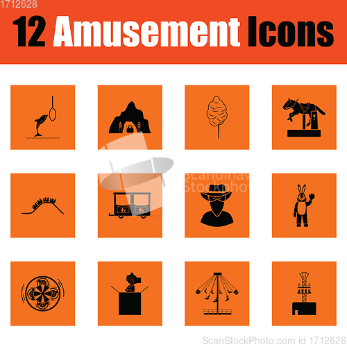 Image of Amusement park icon set