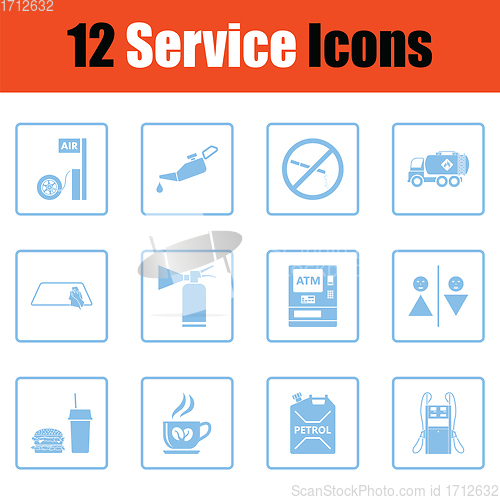 Image of Set of twelve Petrol station icons