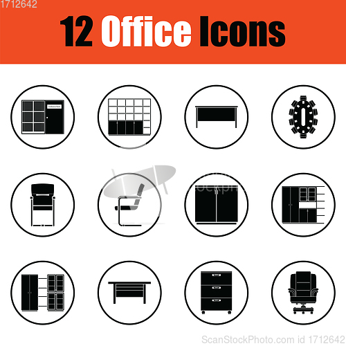 Image of Office furniture icon set