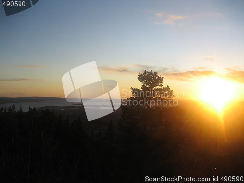 Image of Winter sunset over the Oslo fjord, Norway