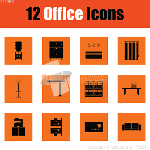 Image of Office furniture icon set