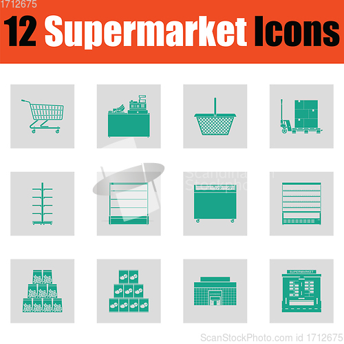 Image of Supermarket icon set