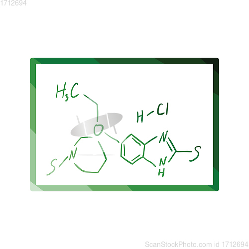 Image of Icon of chemistry formula on classroom blackboard