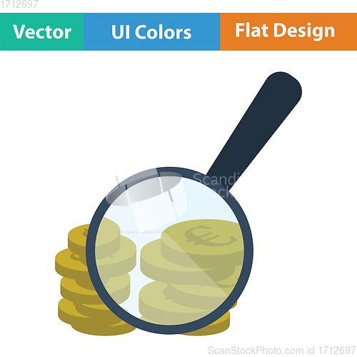 Image of Magnifying over coins stack icon