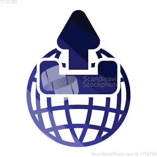 Image of Globe with upload symbol icon