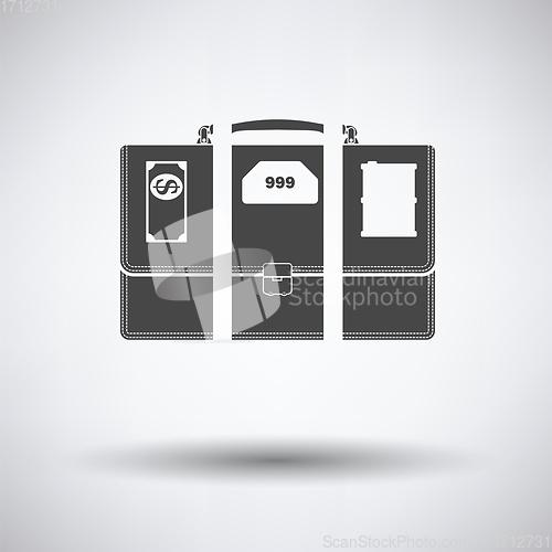 Image of Oil, dollar and gold dividing briefcase concept icon