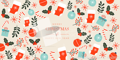 Image of Greeting card for ad. Concept of Christmas, 2021 New Year\'s, win