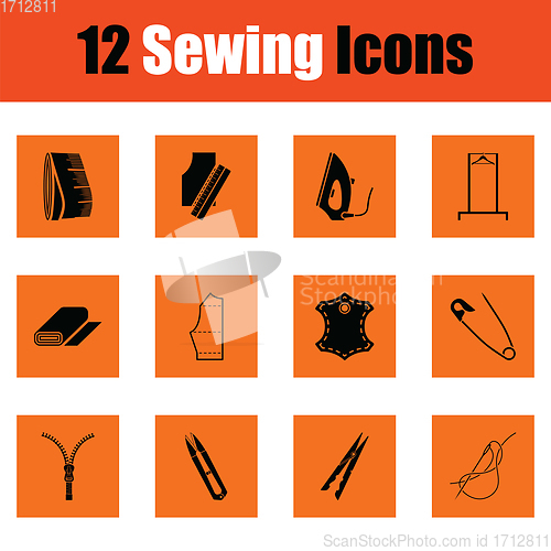 Image of Set of sewing icons