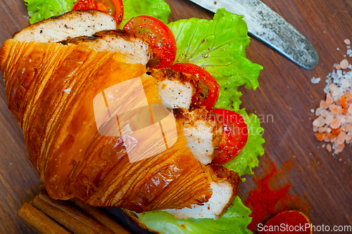 Image of savory croissant brioche bread with chicken breast