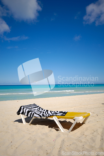 Image of Sunlounger at exotic beach