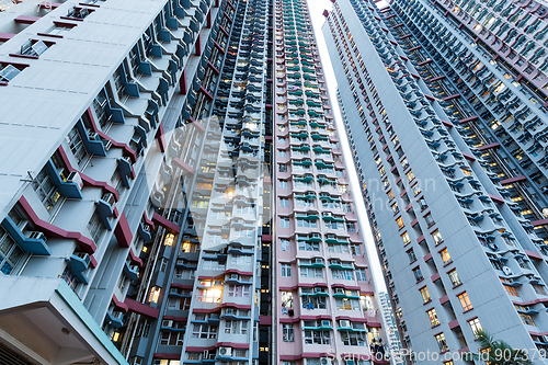 Image of Skyscraper building at sunset