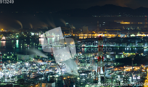 Image of Mizushima industrial area in Japan at night