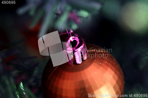 Image of Christmas ornaments on tree.