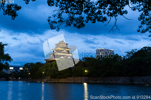 Image of Hiroshima Castle at night