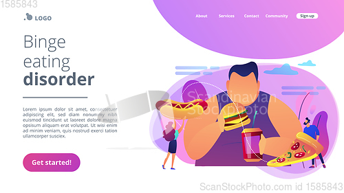 Image of Overeating addiction concept landing page.