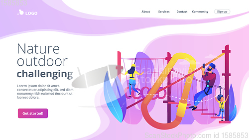 Image of Summer ropes course concept landing page.