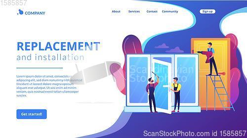 Image of Windows and doors services concept landing page