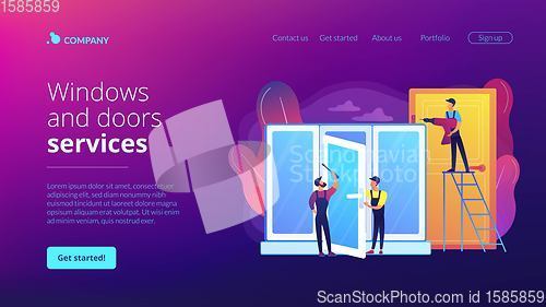 Image of Windows and doors services concept landing page