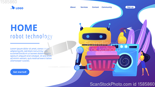 Image of Home robot technology concept landing page.