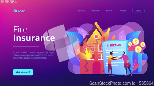 Image of Fire insurance concept landing page.