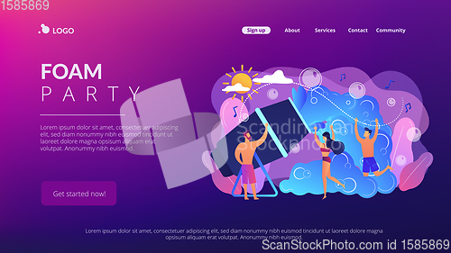 Image of Foam party concept landing page.