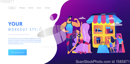 Image of Workout fashion concept landing page.