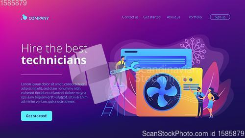 Image of Air conditioning and refrigeration services concept landing page