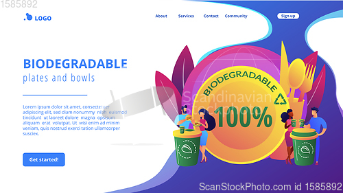 Image of Biodegradable disposable tableware concept landing page