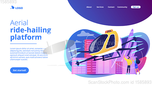 Image of Aerial taxi service concept landing page.