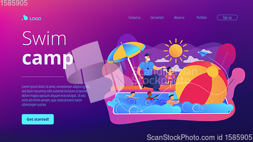 Image of Swim camp concept landing page.