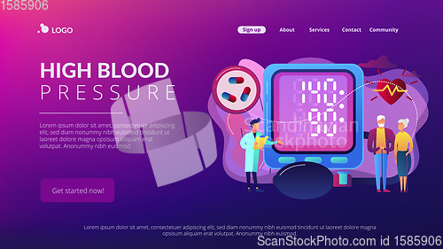Image of High blood pressure concept landing page.
