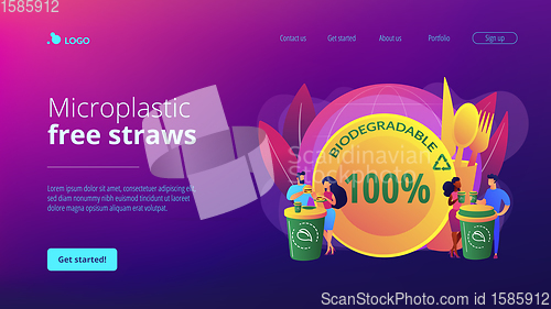 Image of Biodegradable disposable tableware concept landing page