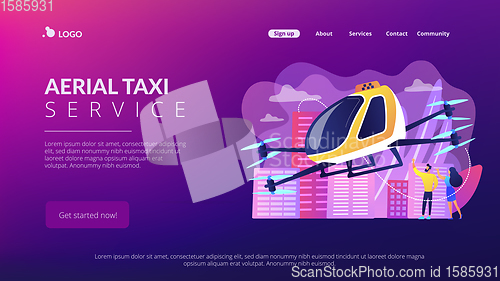 Image of Aerial taxi service concept landing page.