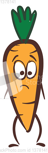 Image of Sad carrot, vector or color illustration.