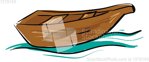 Image of  A wooden boat in water , vector or color illustration.