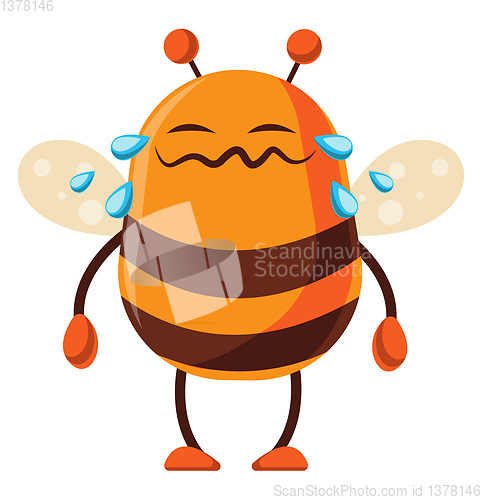 Image of Bee is crying, illustration, vector on white background.