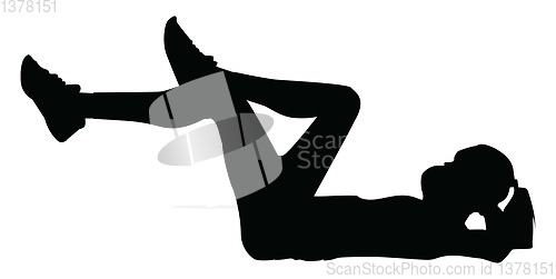 Image of Silhouette of a woman who working out, illustration, vector on w