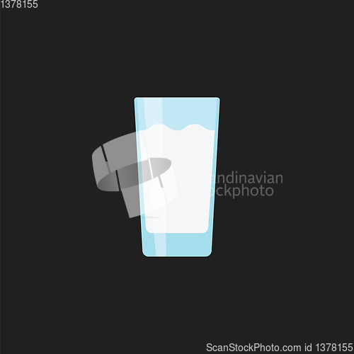 Image of Milk in transparent glass, vector or color illustration.