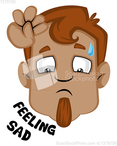 Image of Human emoji feeling sad, illustration, vector on white backgroun