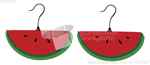 Image of Clipart of watermelon earring droppings hook-model over white ba