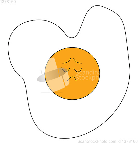 Image of Sad fried eggs, vector or color illustration.