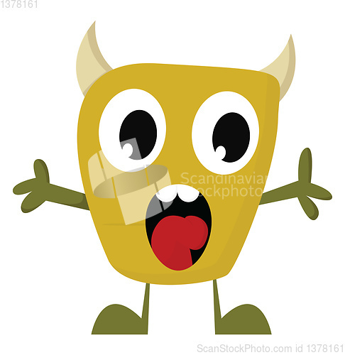 Image of A yellow monster, screaming, vector or color illustration. 