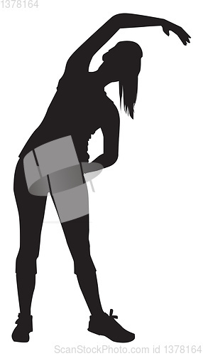 Image of Silhouette of a woman how stretches out , illustration, vector o