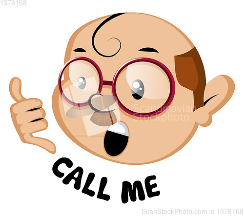 Image of Funny human emoji with call me sign, illustration, vector on whi