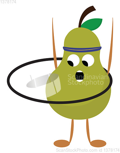 Image of Pear with ring, vector or color illustration.