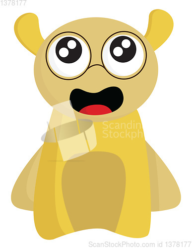 Image of Clipart of a funny yellow monster wearing glasses, vector or col