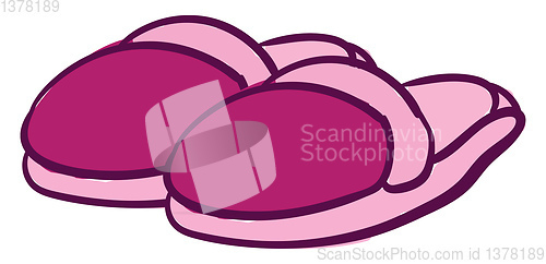 Image of Home pink slippers, vector or color illustration.