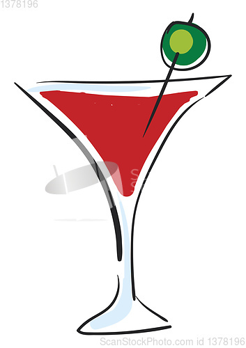 Image of Red cocktail, vector or color illustration.